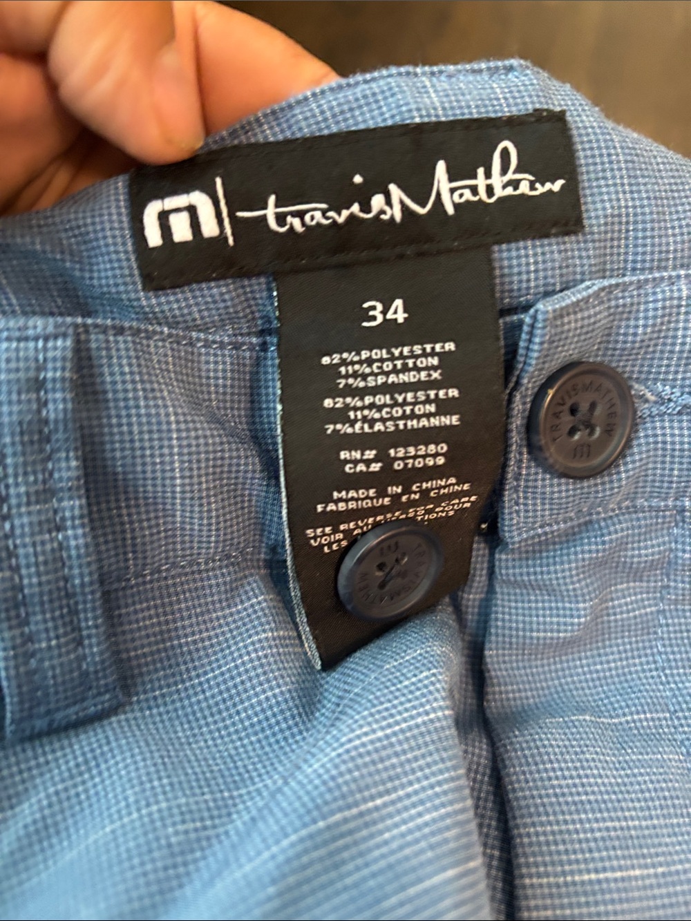 Travis Mathew Light Blue Flat Front Men's Shorts - Picture 6 of 6